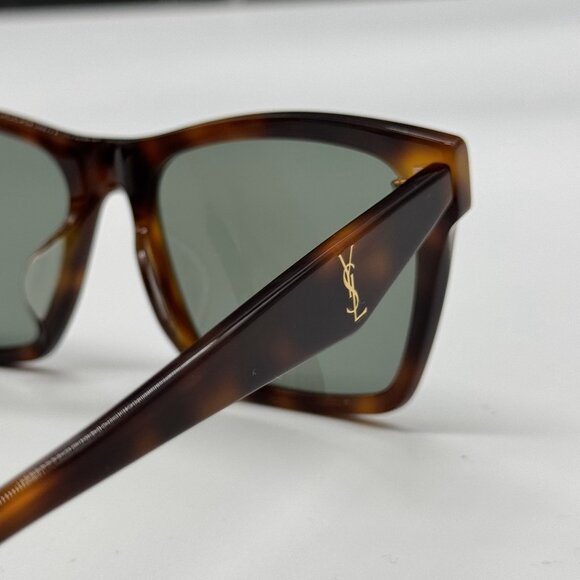 NEW SAINT LAURENT SLM104F 003 WOMEN CAT EYE HAVANA GREEN SUNGLASSES SL M104 - Picture 7 of 10